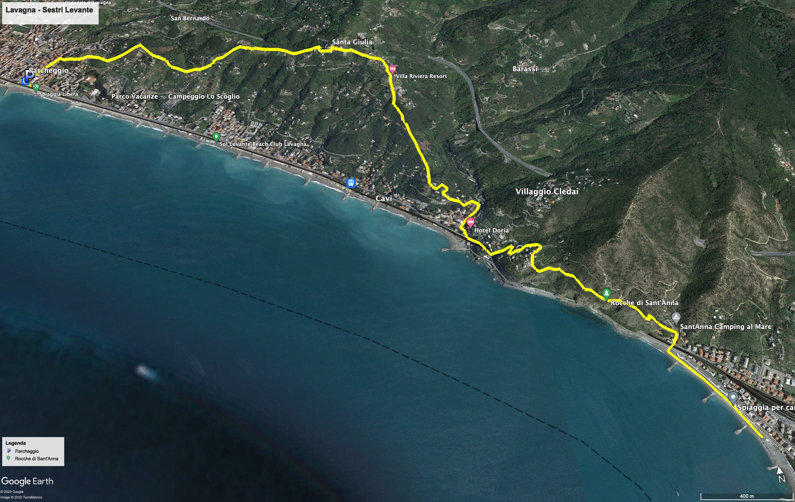 Trekking Map Mappa from Lavagna to Sestri Levante