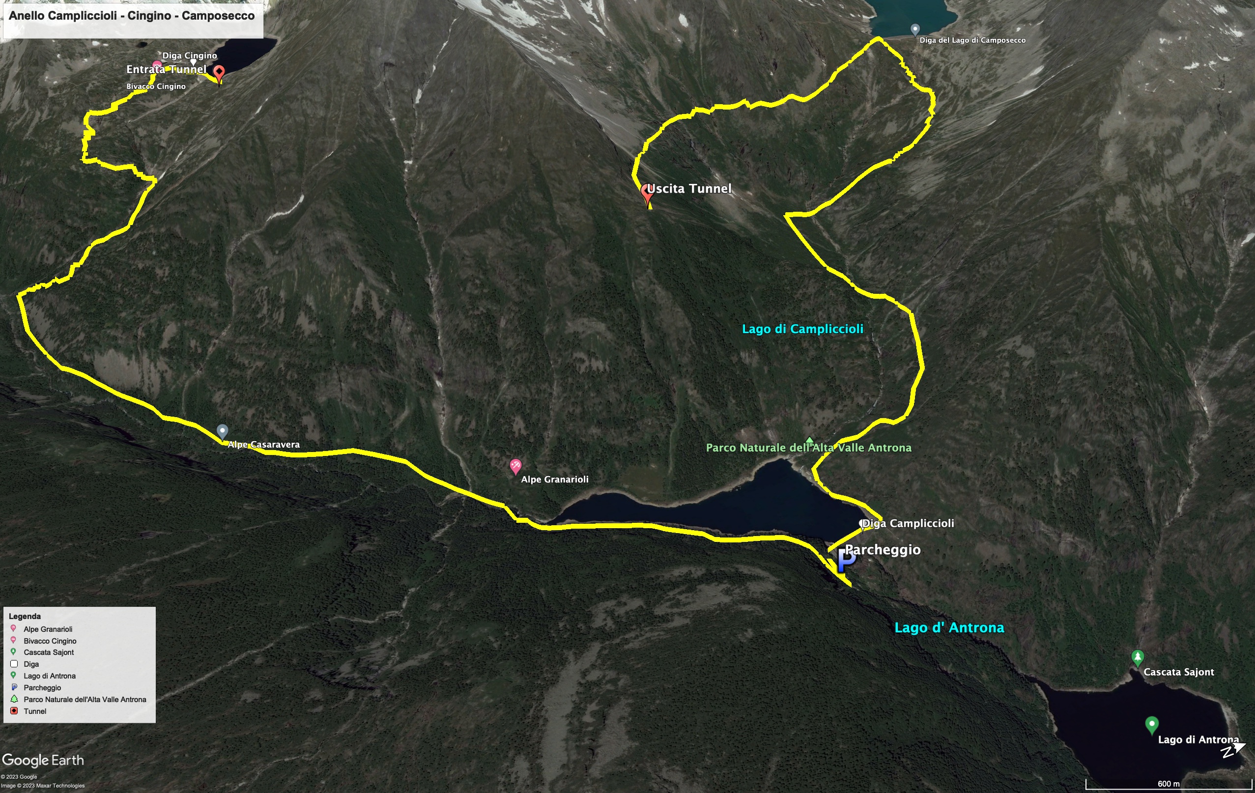 Cartina dell'escursione Mappa dell'escursione Anello dei 4 laghi della valle Antrona